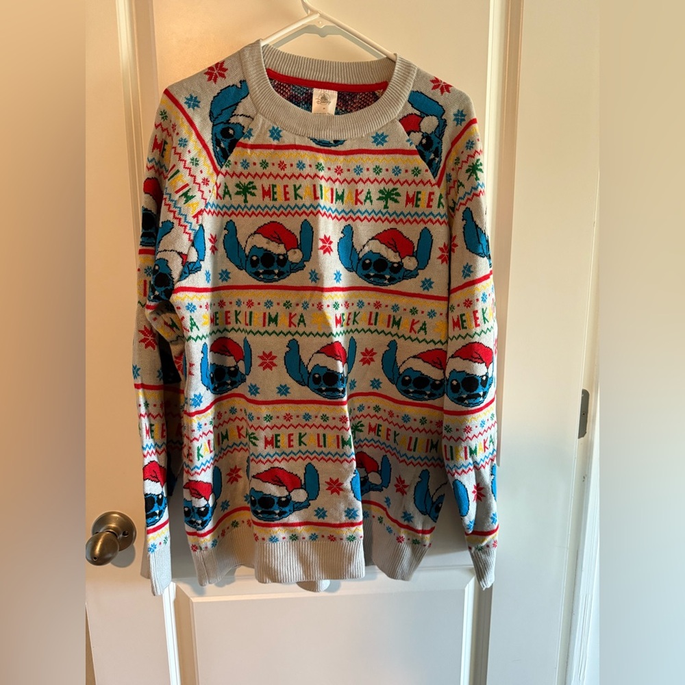 Disney Festive Gray and Red Sweater